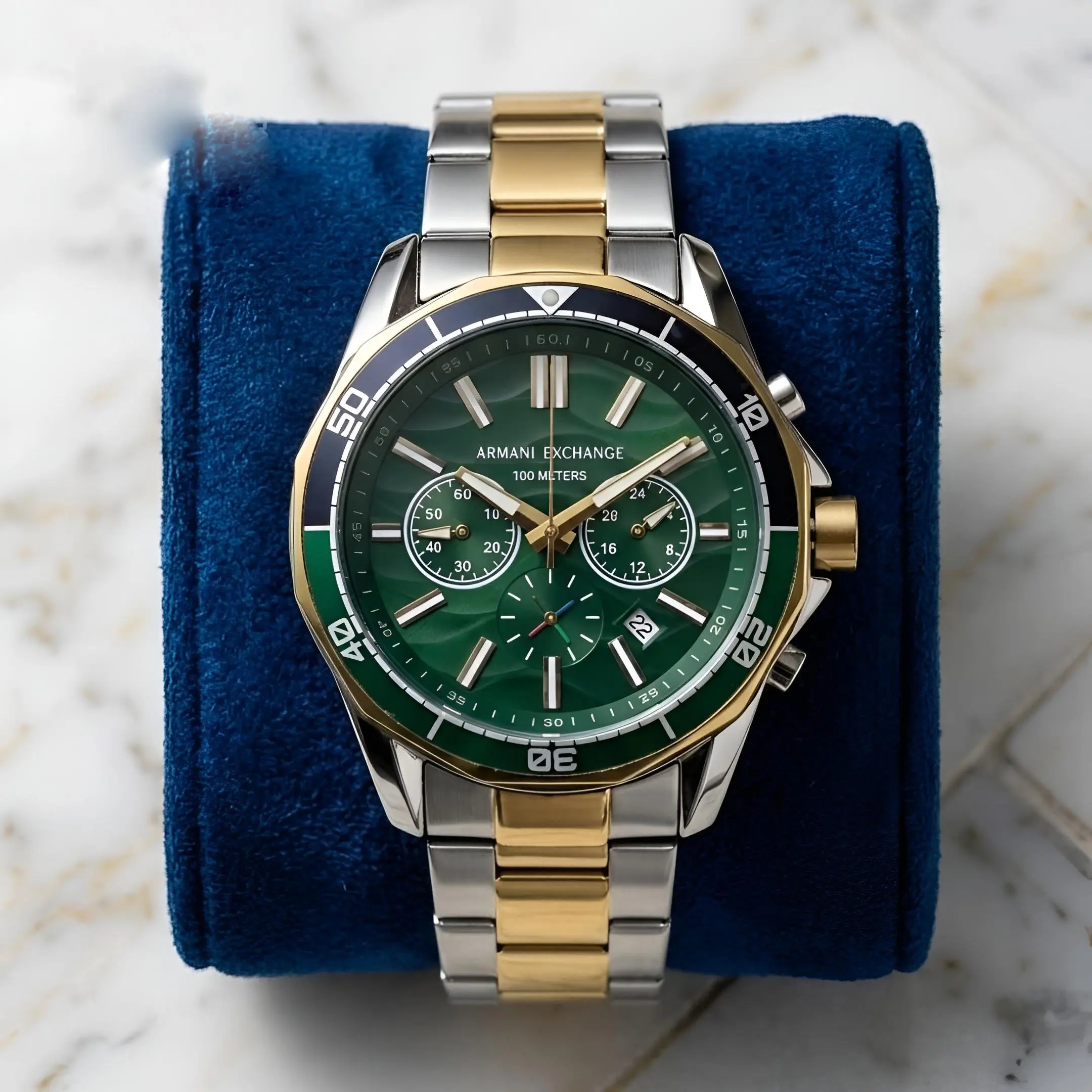 AX Dual Tone Green Luxury Men's Watch
