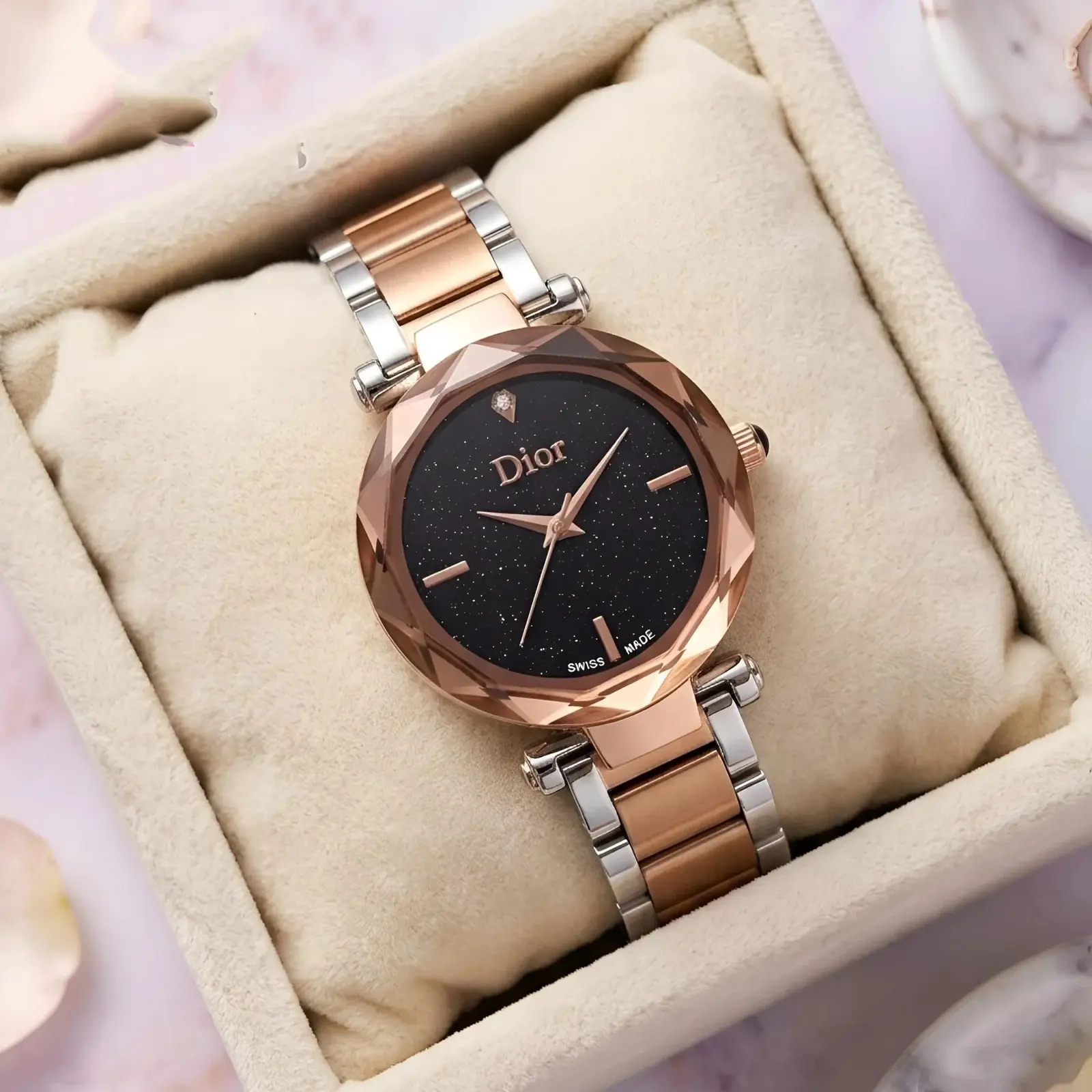 Dior Girls Rose Gold Black Dial (DRG1)
