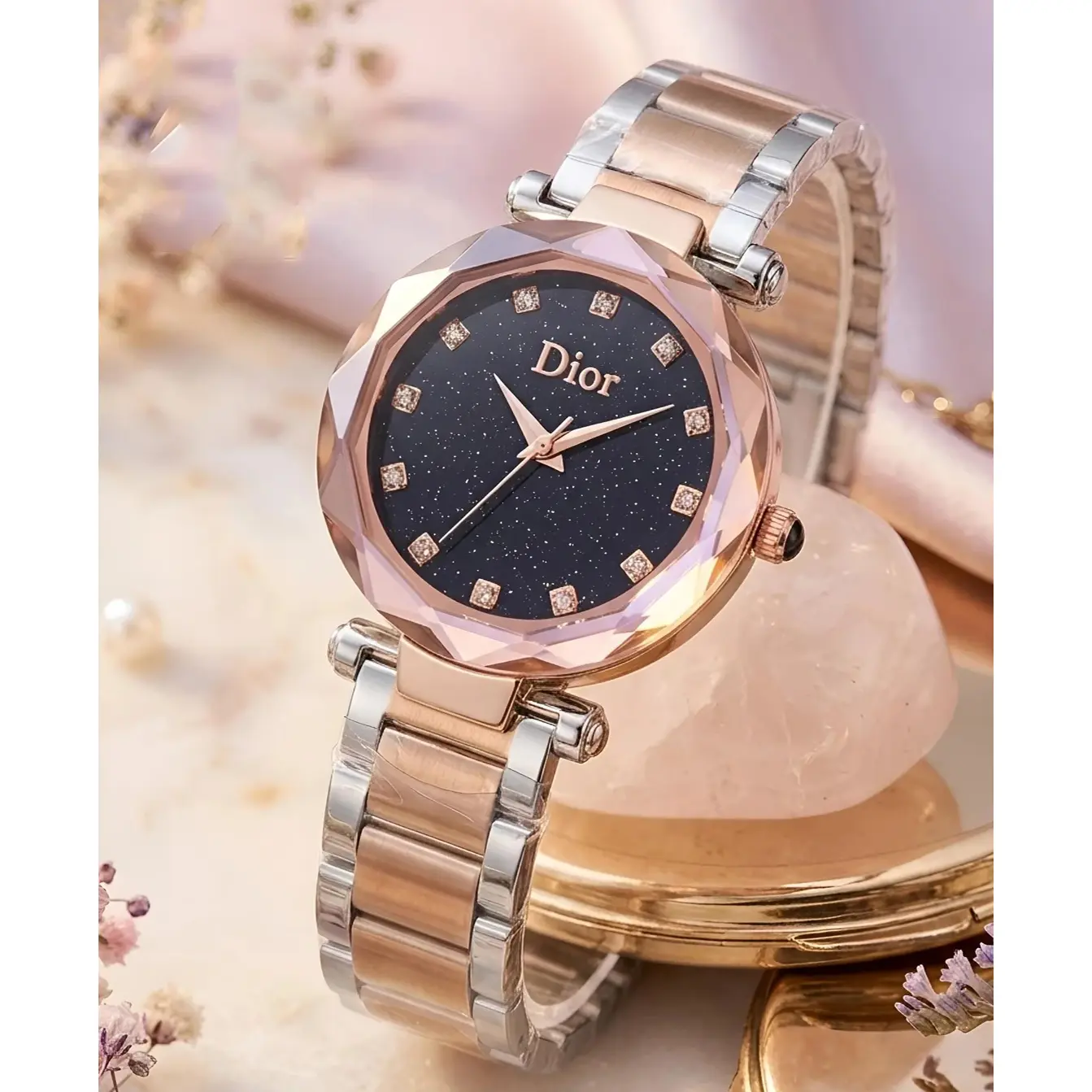 Dior Girls Rose Gold Black Dial (DRG23)