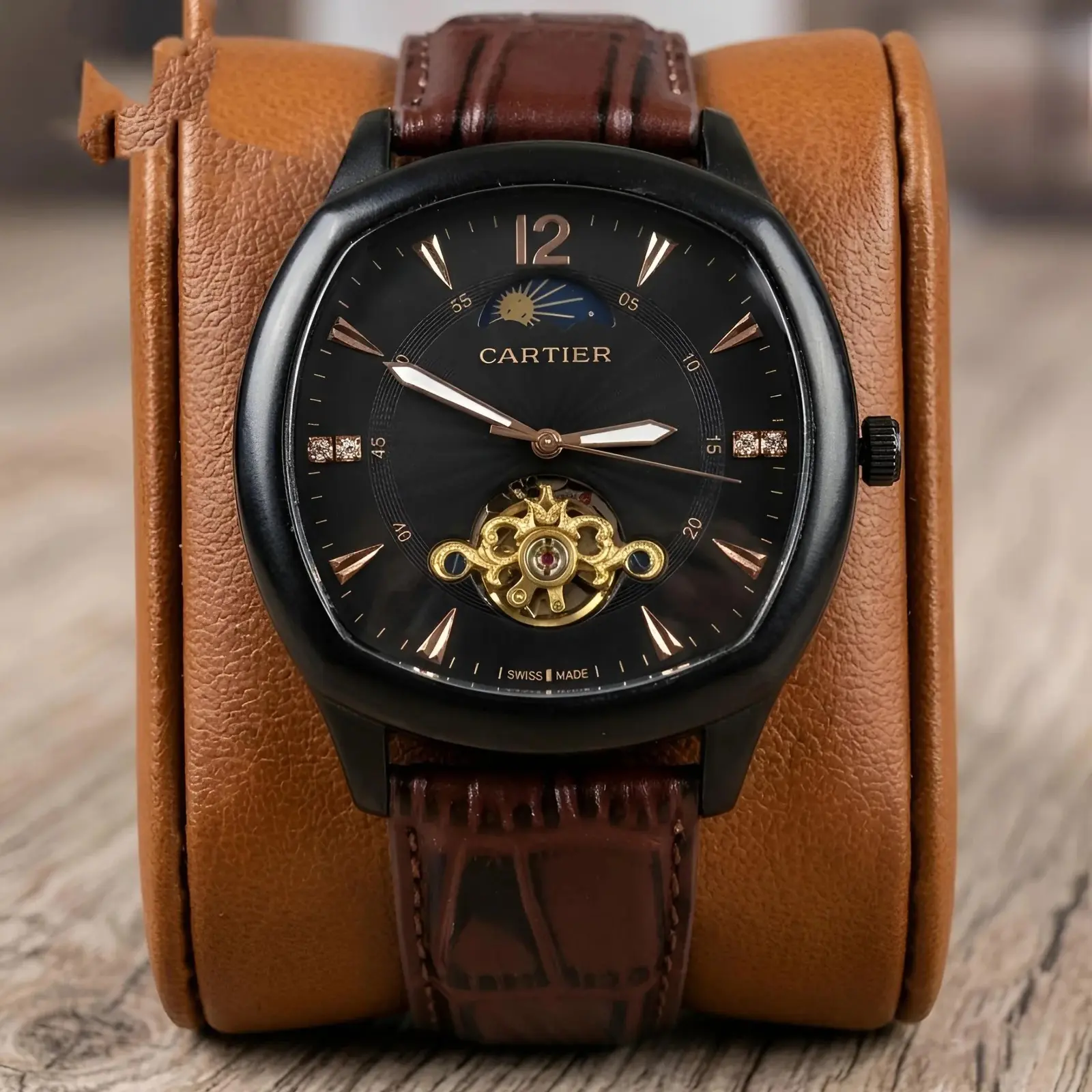 Cartier Automatic Leather Black Brown (CTAL1)