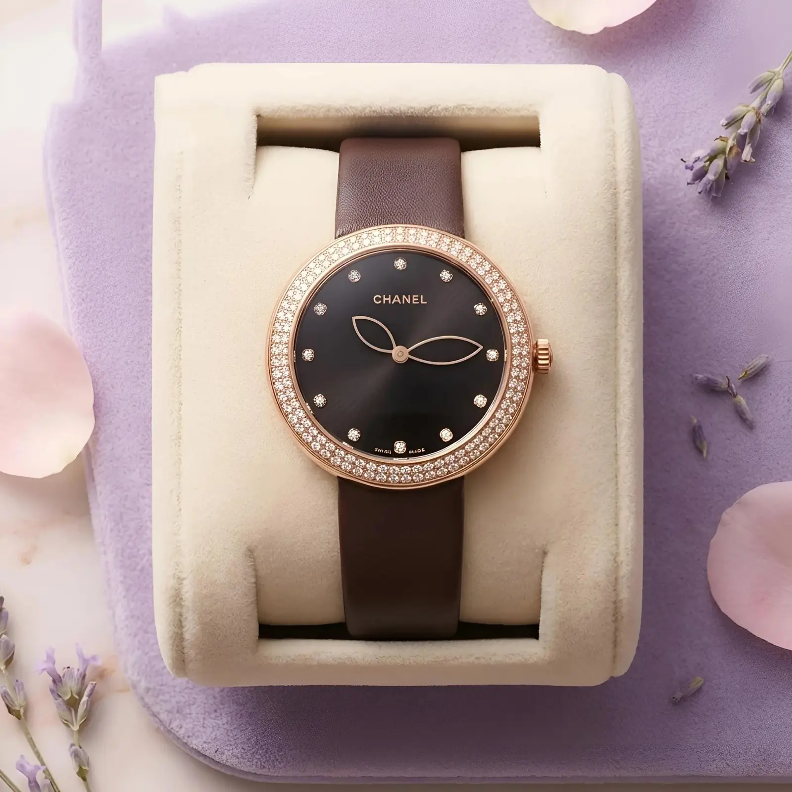 Chanel Girls Leather Rose Gold Brown Dial (CHG18)