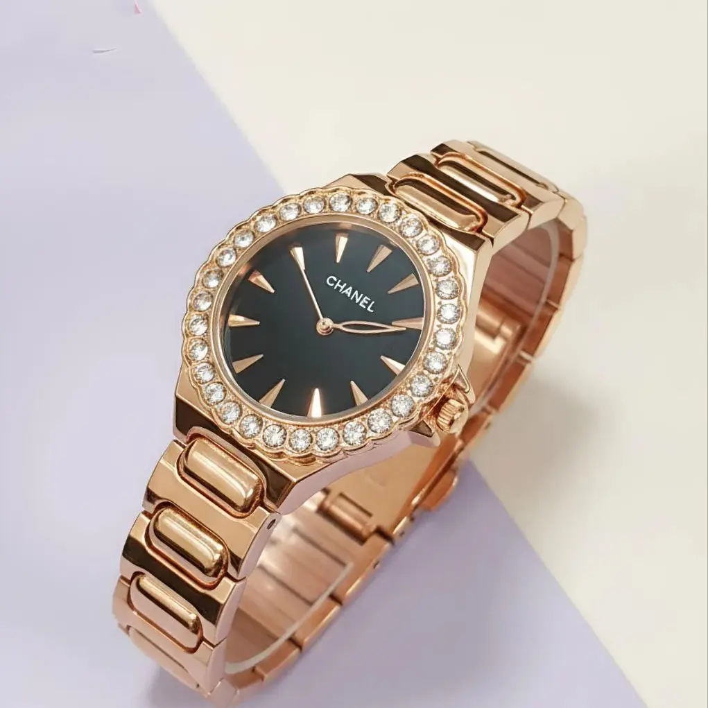 Chanel girls rose gold black dimond (CHG39)