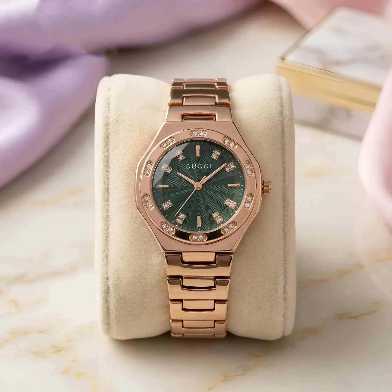 Gucci girls rose gold green (GCG7)