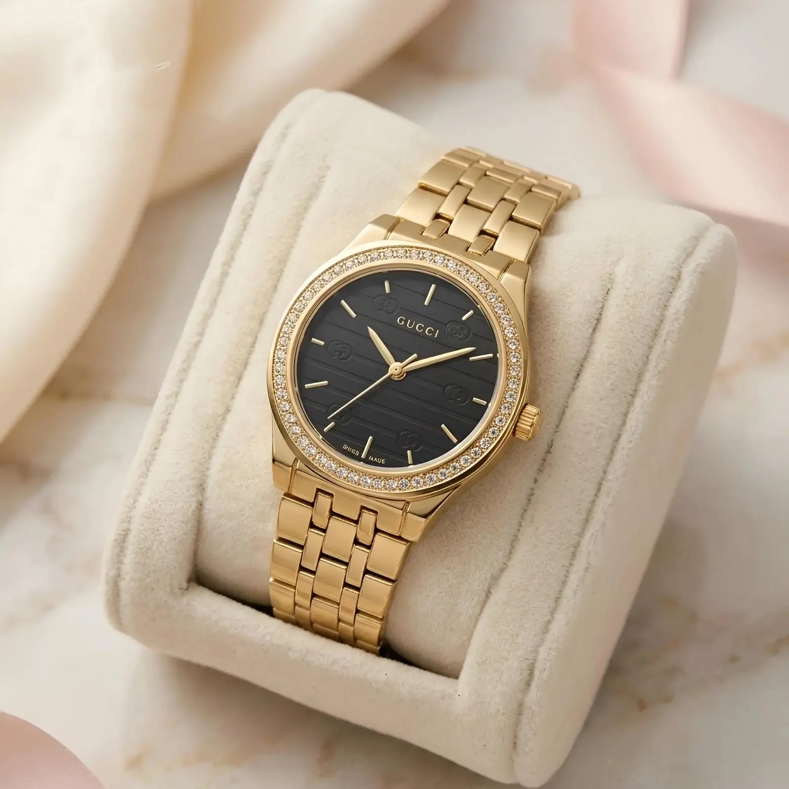 Gucci Girls Gold Black Dial (GCG18)