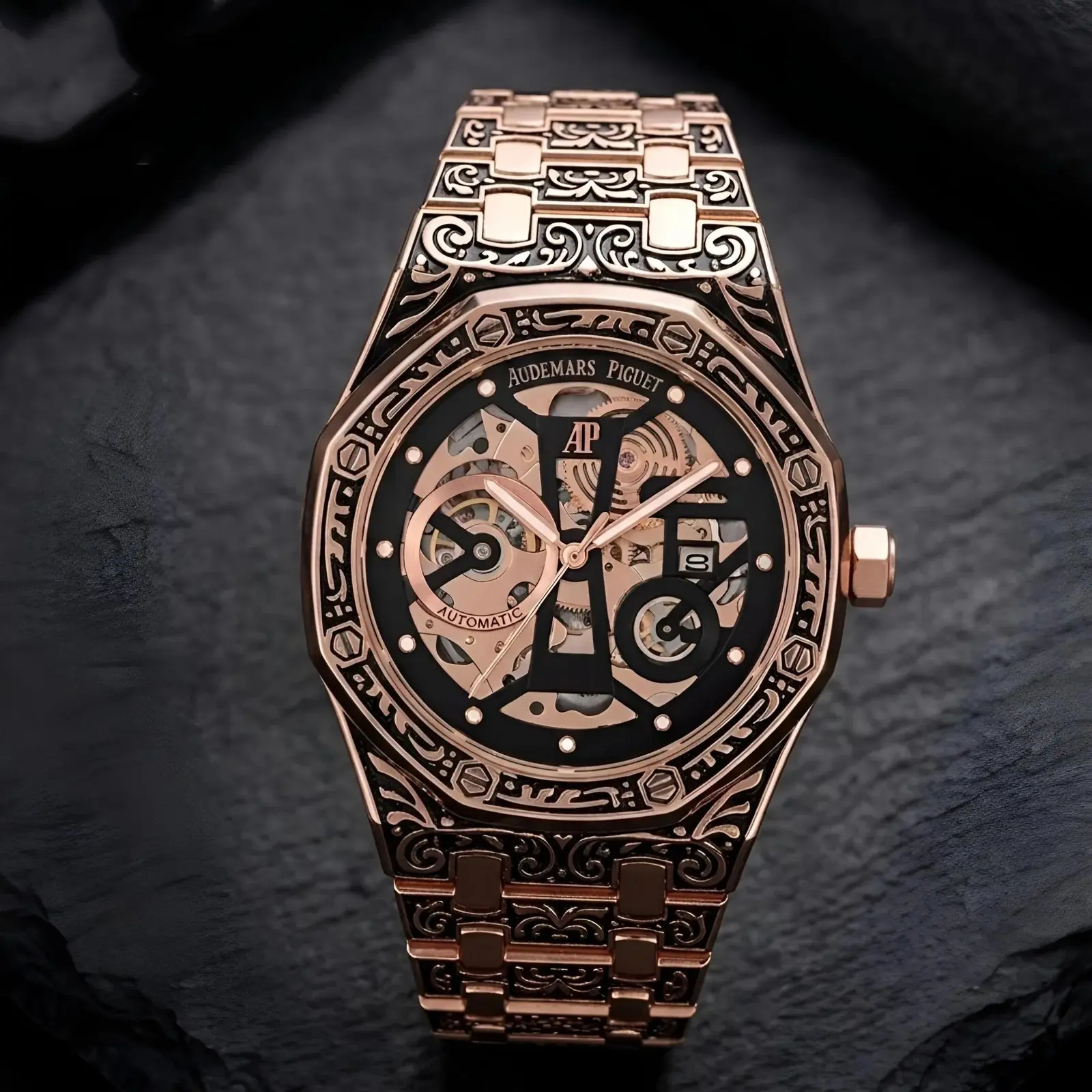 Audemars Piguet Rajwadi Rose Gold Black (APP17)