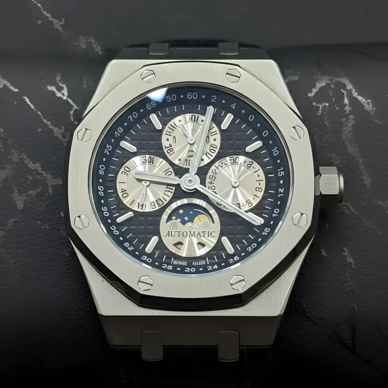 Audemars Piguet Master automatic leather Silver Black (APAL1)
