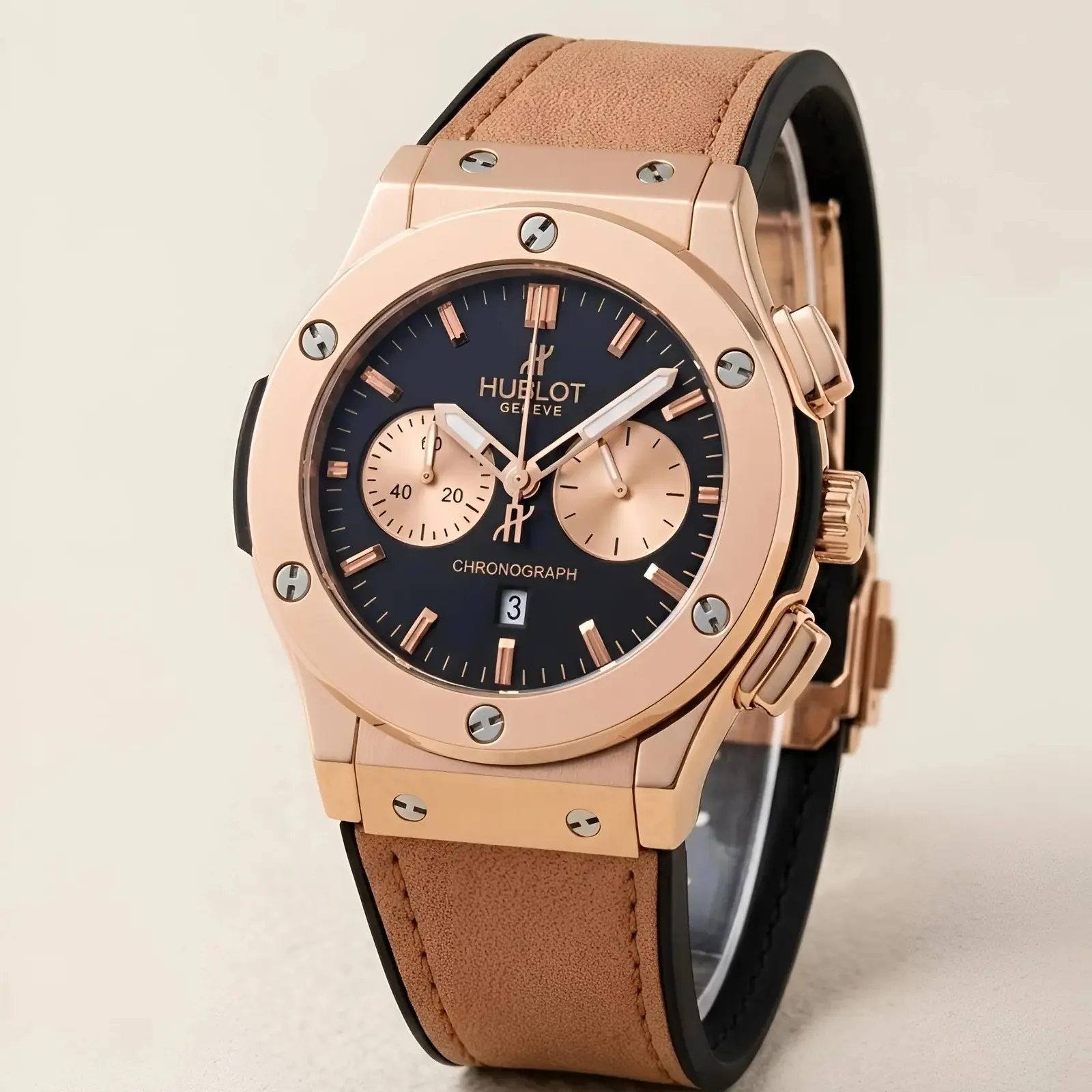 Hublot Leather Rose Gold Brown (HBL23)