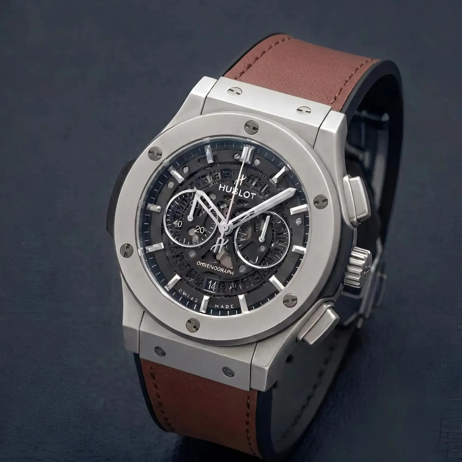 Hublot Leather Silver Brown (HBL25)
