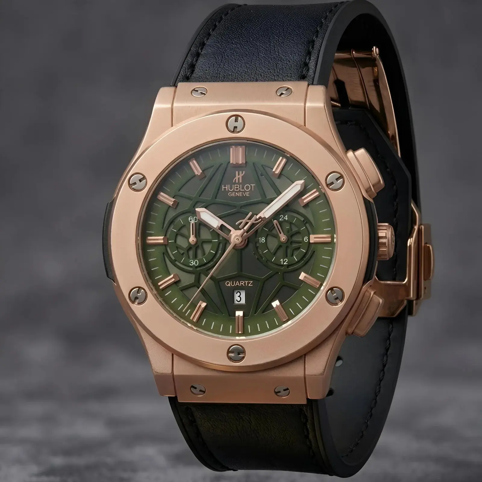 Hublot Machinery Leather Rose Gold Black (HBL21)