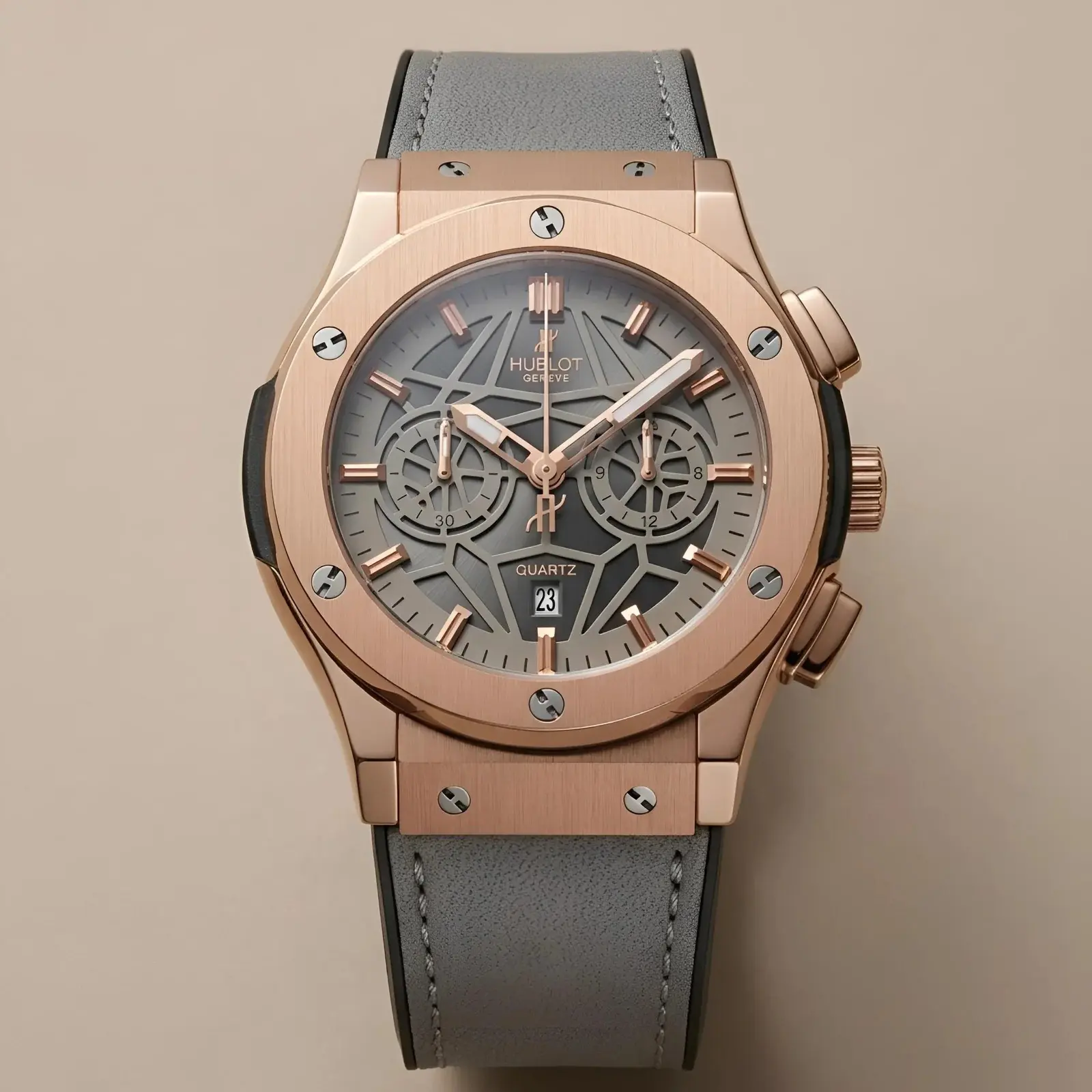 Hublot Machinery Leather Rose Gold Grey (HBL11)