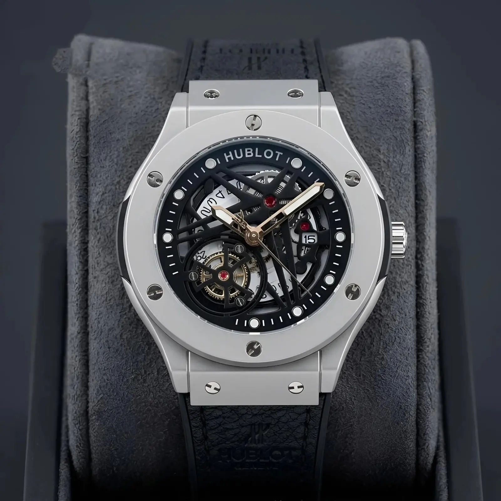 Hublot Machinery Leather Silver Black (HBL28)