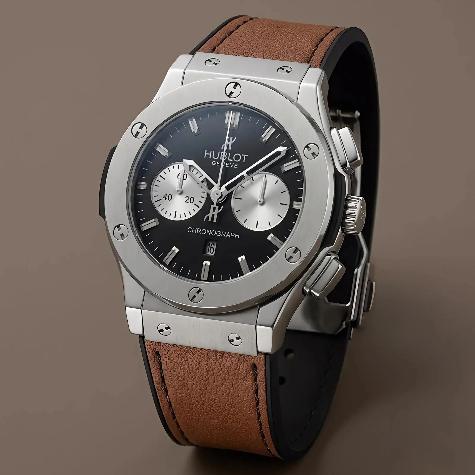 Hublot Machinery Leather Silver Brown (HBL13)