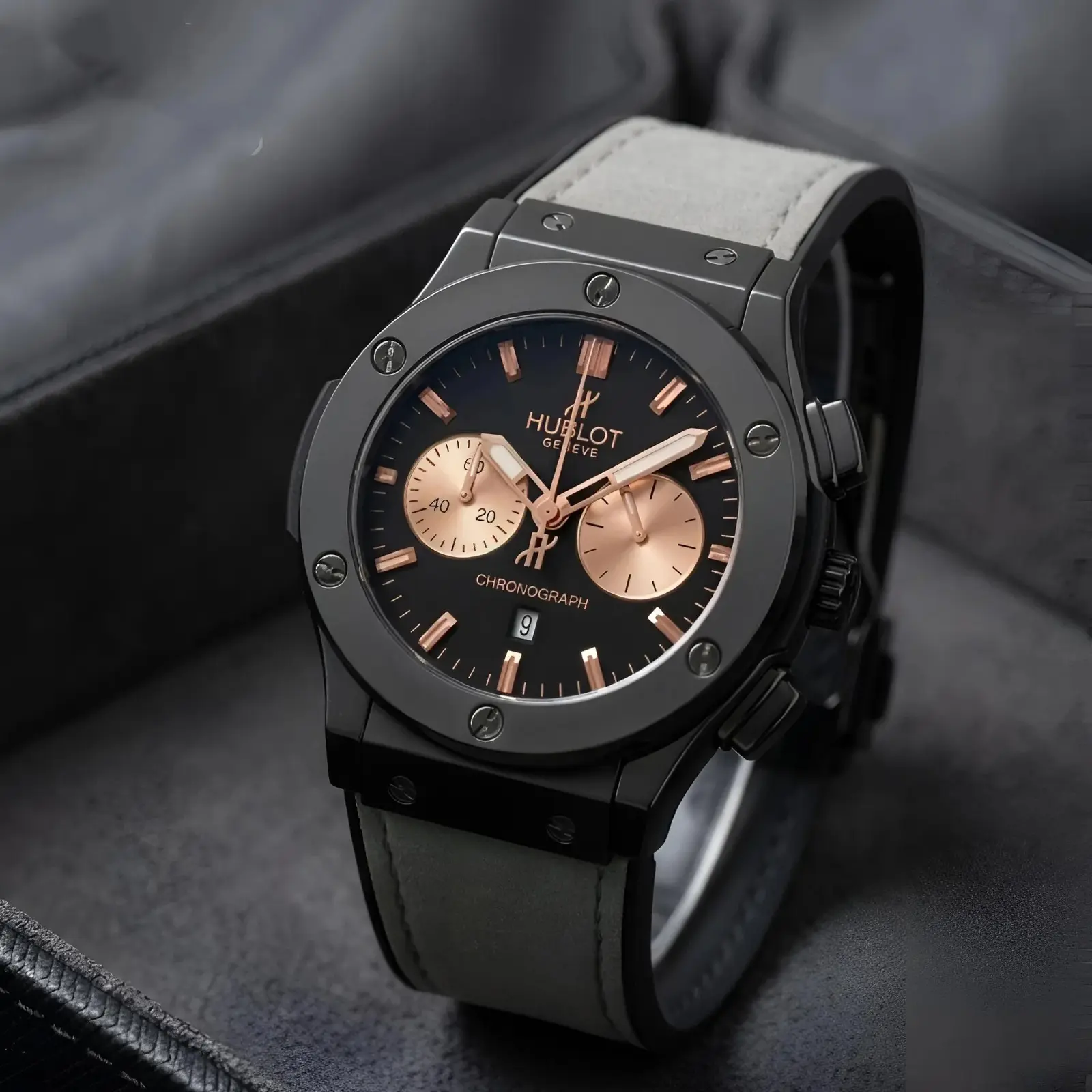 Hublot Leather Black Grey (HBL20)