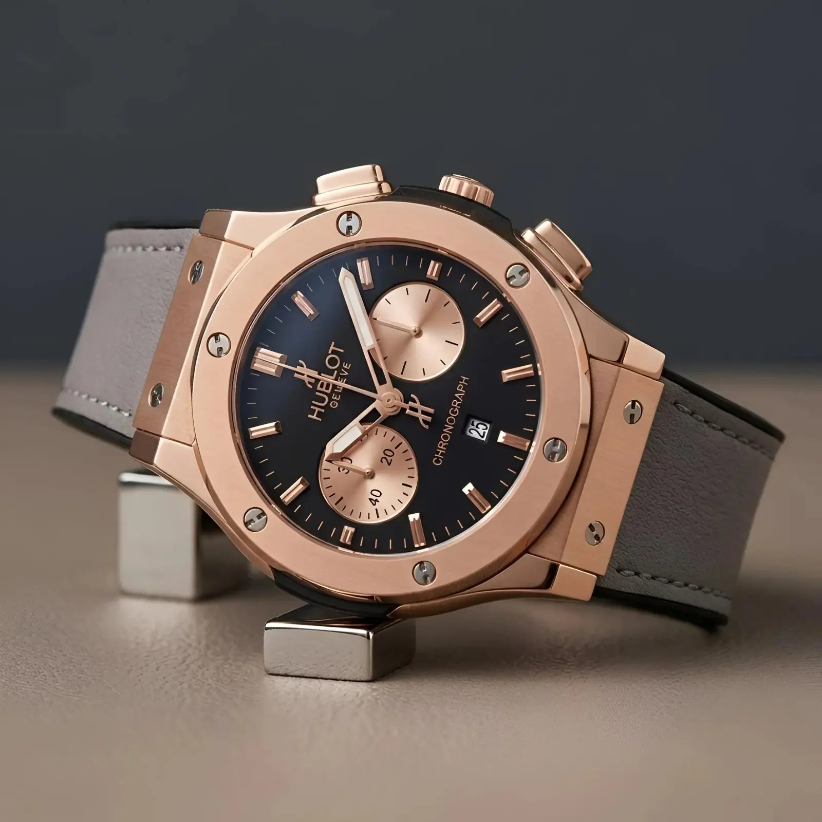 Hublot Leather Rose Gold Grey (HBL22)