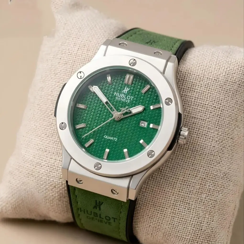 Hublot Leather Silver Green (HBL8)