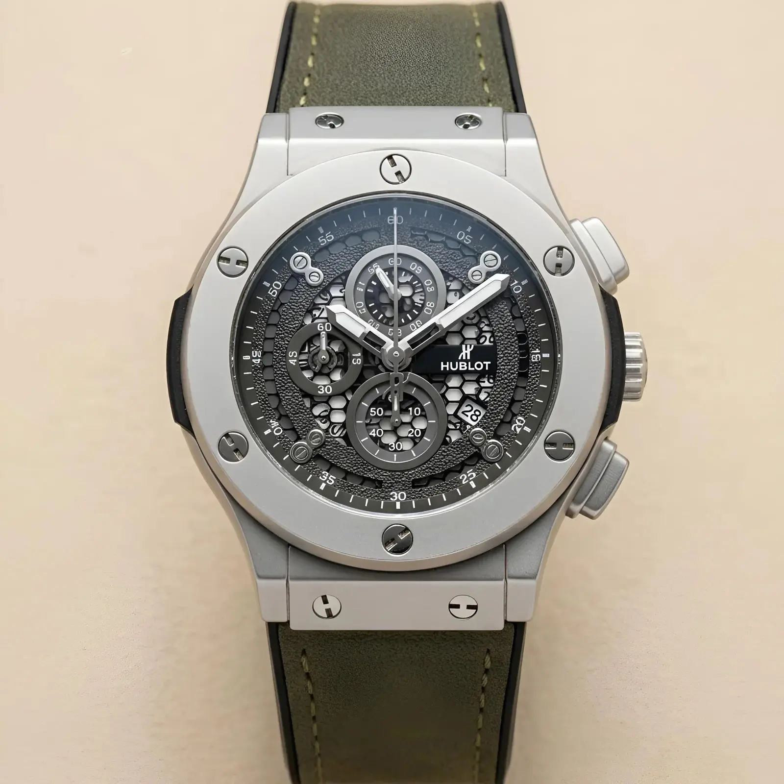 Hublot Machinery Leather Silver Green (HBL14)