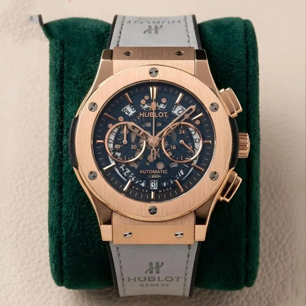 Hublot Leather Machinery Rose Gold Grey (HBAL12)