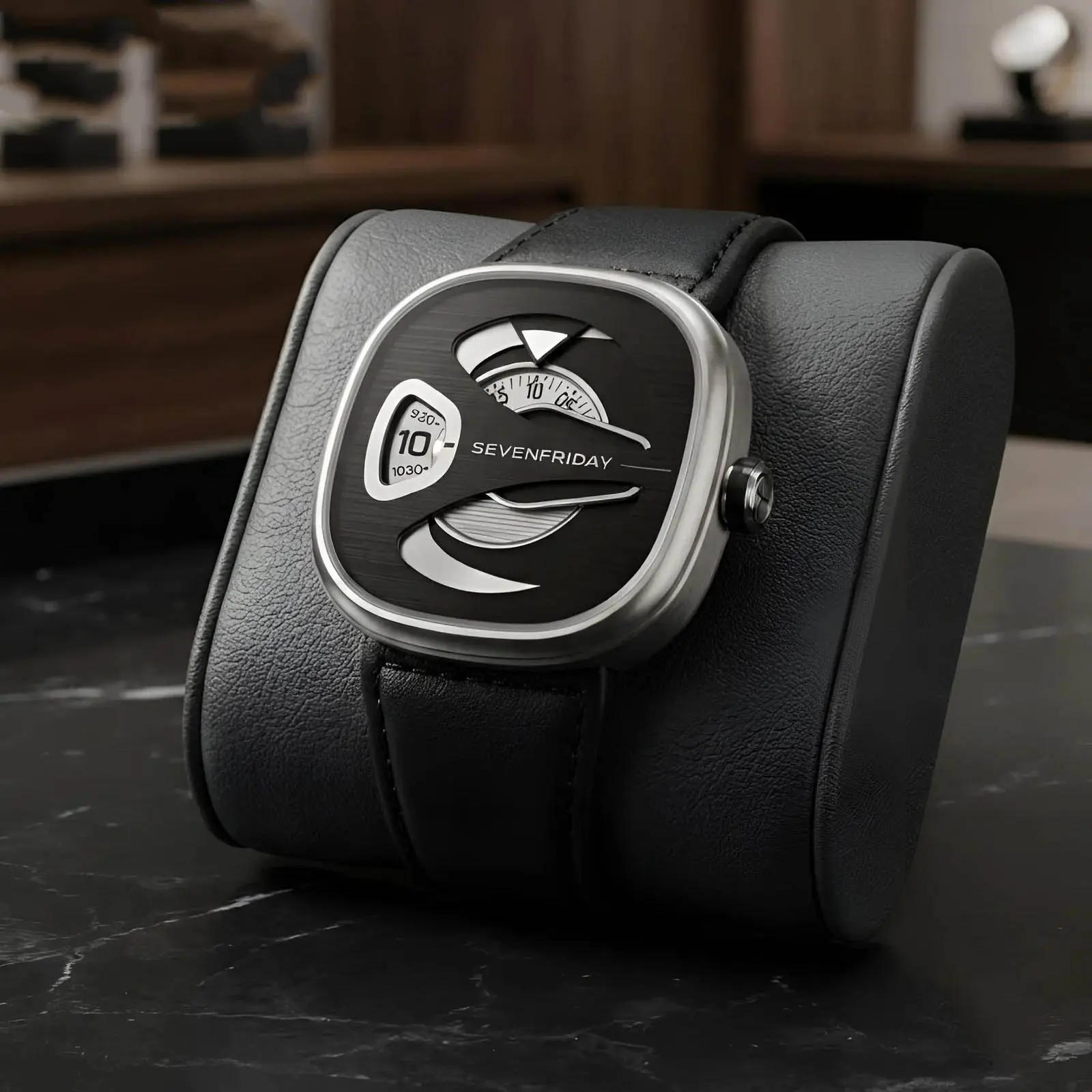 SevenFriday Leather Silver Black