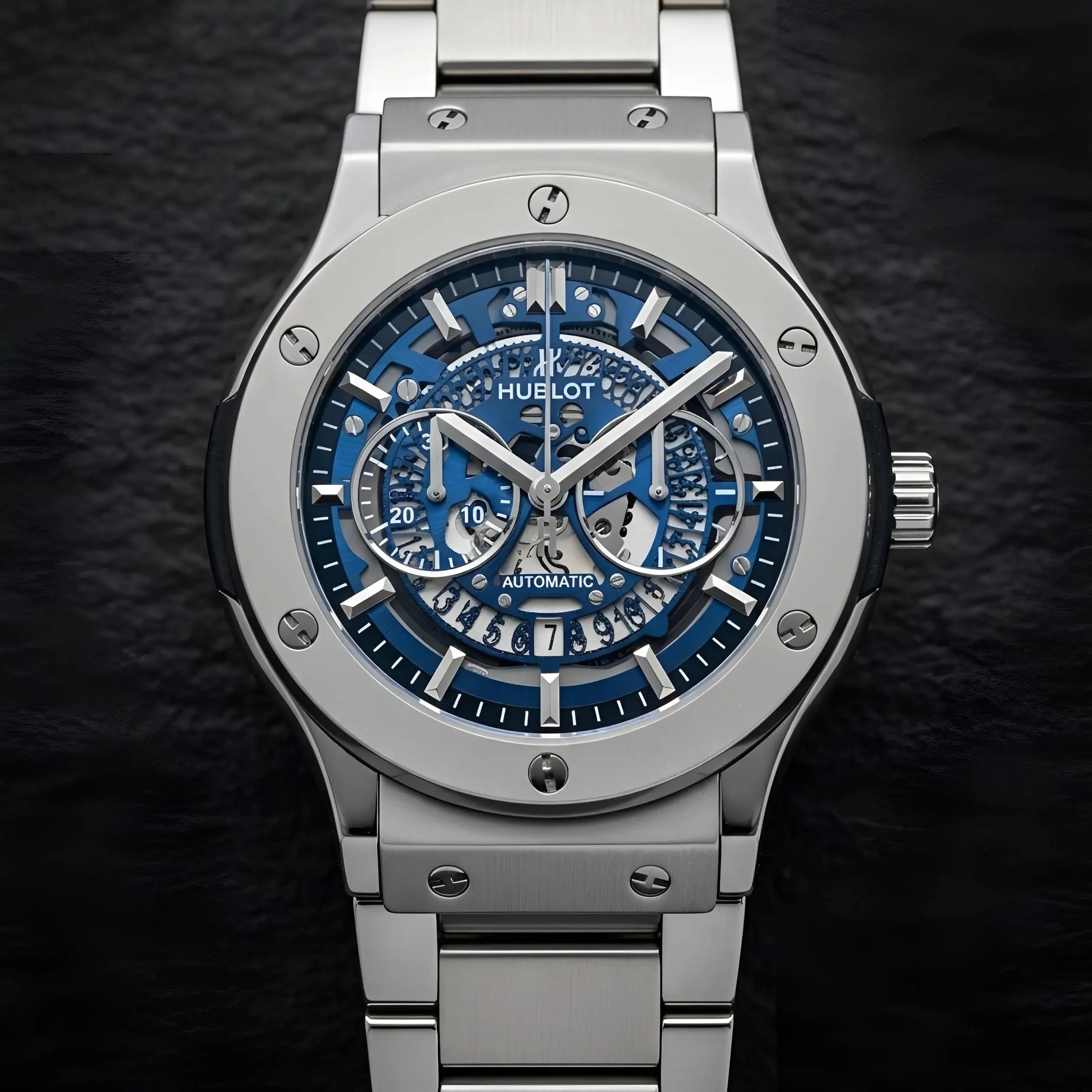 Hublot Machinery Silver Nevy Blue Dial (HBP12)