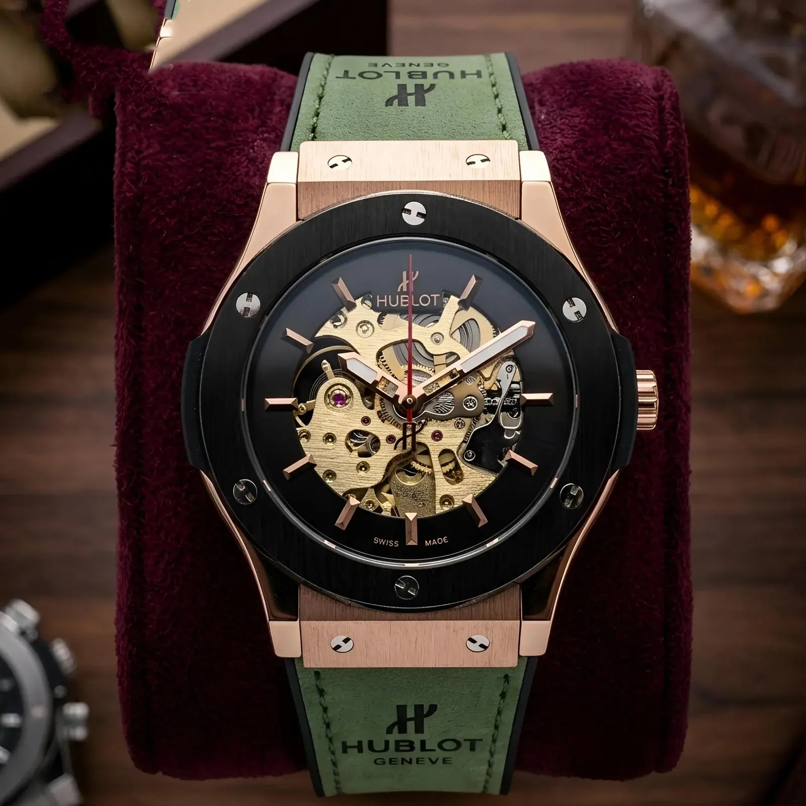Hublot Automatic Leather Dual Tone Green (HBAL3)