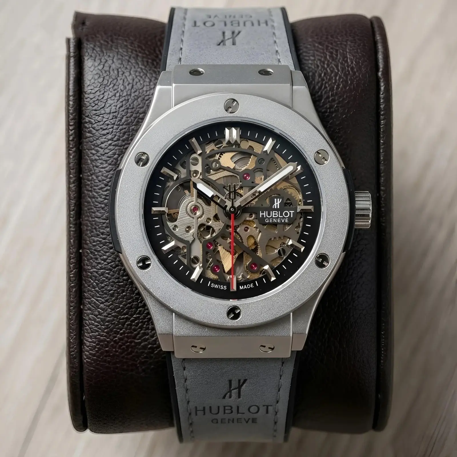 Hublot Automatic Leather Grey Silver Dial (HBAL1)